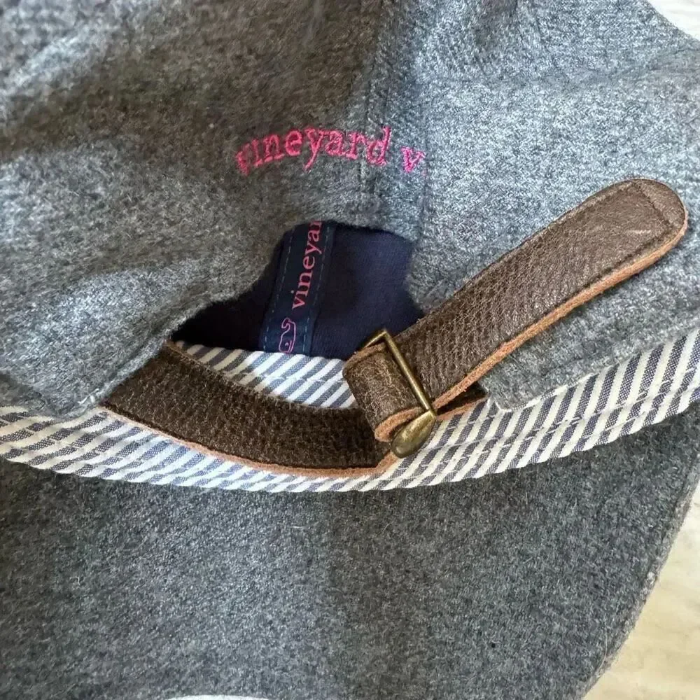 Vineyard Vines Wool Blend Adjustable Strap Back Whale Baseball Cap Gray Hat